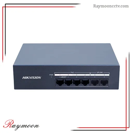 سوئیچ 4 پورت گیگابیتی POE هایک ویژن همراه 2 پورت آپلینک مدل DS-XS06G-P