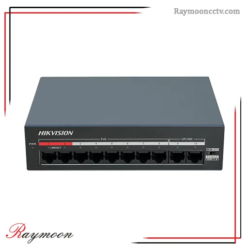 سوئیچ 8 پورت POE هایک ویژن سرعت 10/100 همراه 2 پورت آپلینک مدل DS-XS10-P
